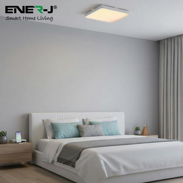ENER-J 40W Scenic Surface LED Ceiling Light with multiple built-in modes, CCT+RGBIC, Square, Size: 380x380mm