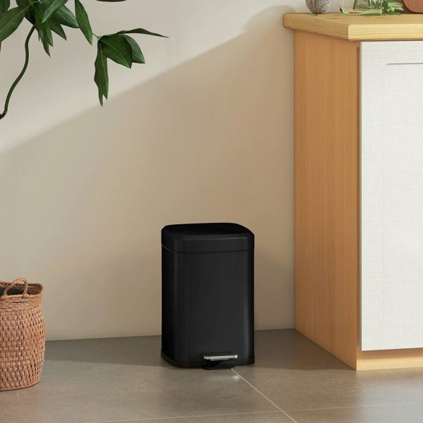 HOMCOM 12/20L Kitchen Pedal Bin Metal Rubbish Bin with Soft-close Lid