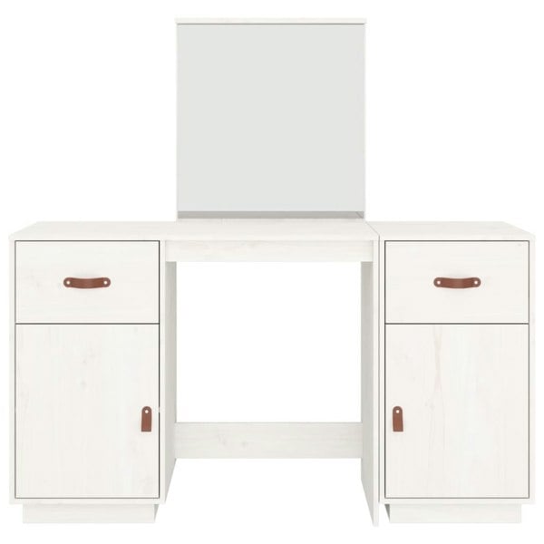 Berkfield Dressing Table Set with a Mirror White Solid Wood Pine