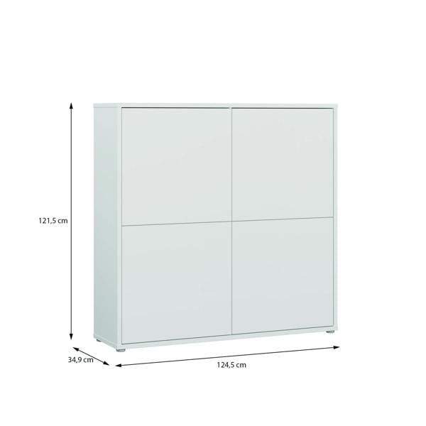 Furniture To Go Alice Springs 4 Door Large Storage Cabinet with Push-to-Open Doors in Light Grey