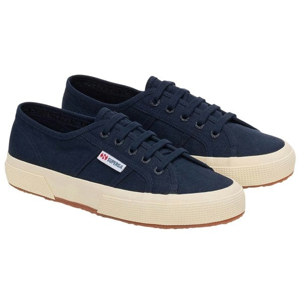 Superga Unisex Adult 2750 Linen Trainers - Navy Blue/Off White