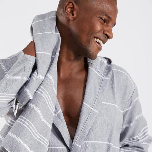 Cotton and Olive Trendy Unisex Cotton Hammam Robe, Smoke | SECONDS