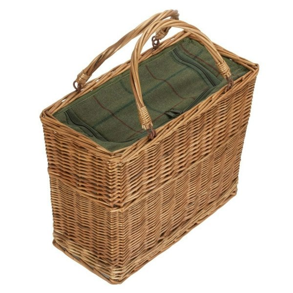 Wicker Green Tweed Rectangular Cooler Basket