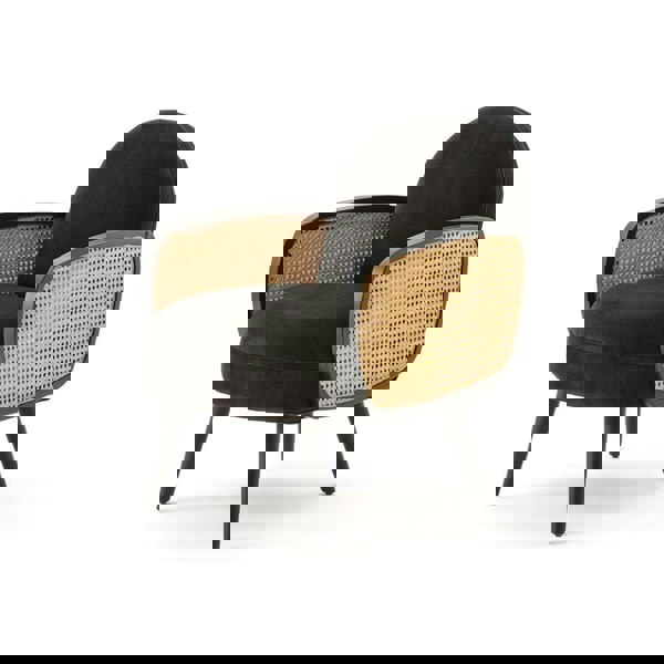 Cane Rattan Armchair, Velvet-Weilai Concept-Weilai Concept