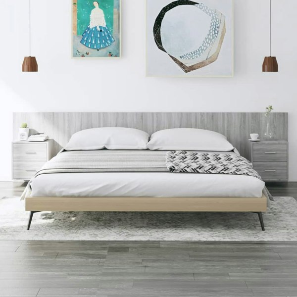 Berkfield Bed Headboard with Cabinets Grey Sonoma Engineered Wood
