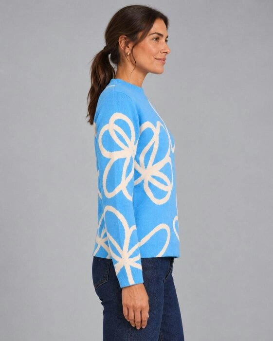 VIZ-A-VIZ Floral Jacquard Funnel Neck Jumper