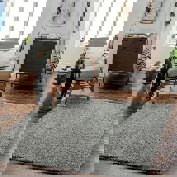 Livabliss Moda Shag-Solid Color Dark Grey Plush Soft Pile Rug