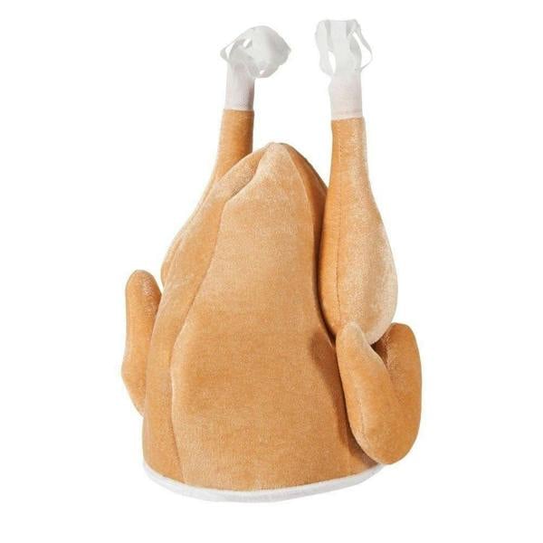 One Size Brown Turkey Novelty Christmas Hat with Chimney and Santa Legs for Adults image 1