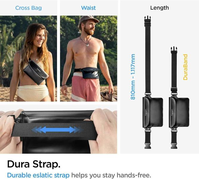Spigen Aqua Shield Waterproof Dry Bag and Waterproof Universal Phone Pouch Up to 6.9" Black- AMP04533