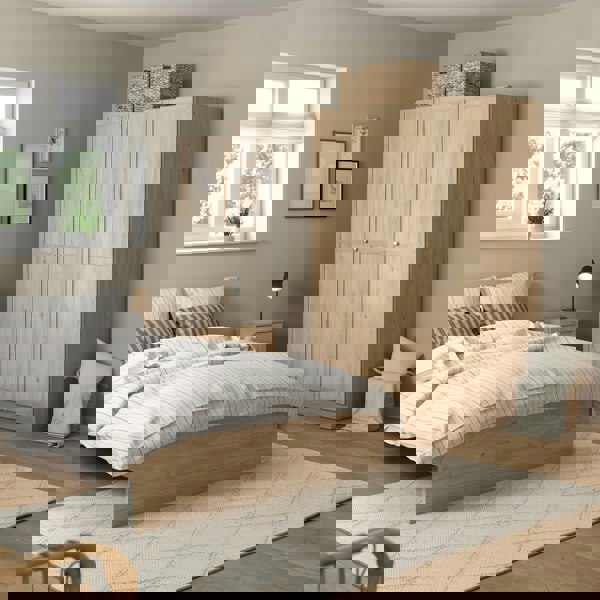 Furniture To Go Brande Wardrobe with 3 Frame Doors in Jackson Hickory