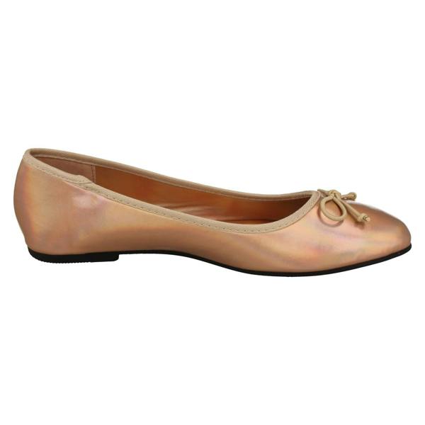 Spot On Ladies Spot On Flat Metallic Ballerina Shoes F80398