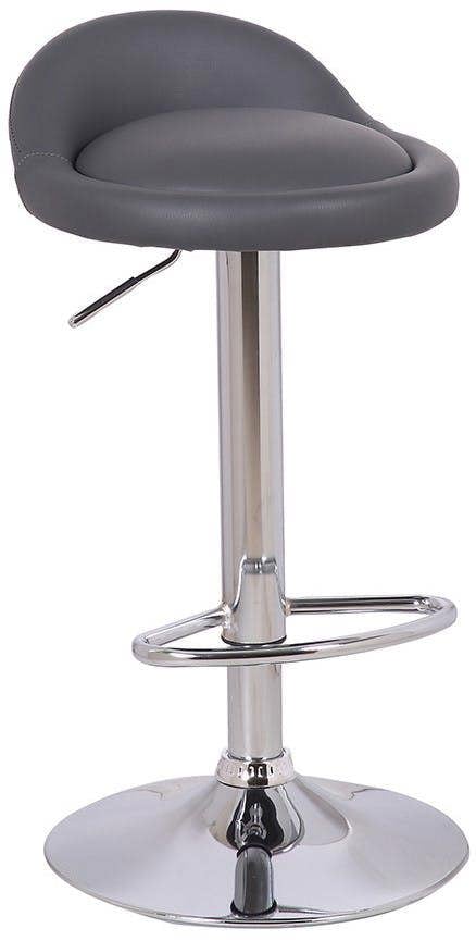 Lamboro Sofia Breakfast Bar Stool, Chrome Stem, Height Adjustable Swivel Gas Lift, Home Bar & Kitchen Faux-Leather Barstool, Charcoal Grey