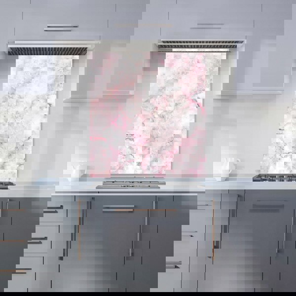 Warren Reed - Designer Pink And White Quartz Effect Kitchen Splashback
