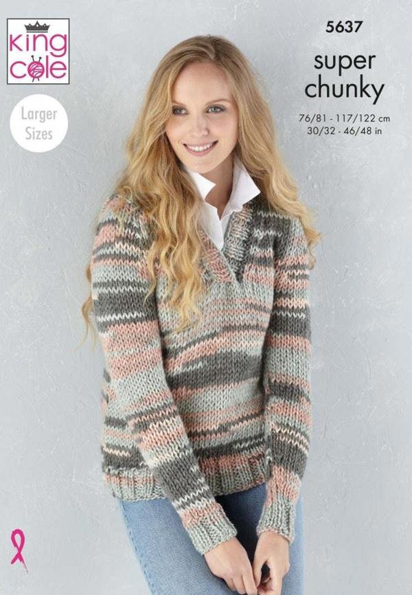 King Cole Quartz Super Chunky Knitting Pattern 5637, Cardigans, Sweaters for Women, 30 - 48 Inches