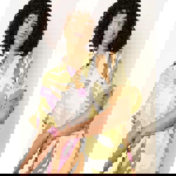 Blue Vanilla Vibrant Oversized Shirt Midi Dress