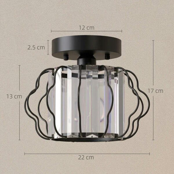 Crystal Ceiling Light Fixtures, Modern Semi-Flush Ceiling Lighting with Crystal Strips, 2 Pack, Black