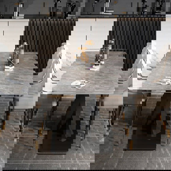 Sanders Dining Table, Sintered Stone, Grey 160cm, Clearance-Weilai Concept-Weilai Concept