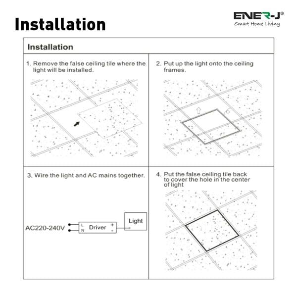 ENER-J LED Borderline Panel 40W CCT Selectable 60x60cms | Pack of 6