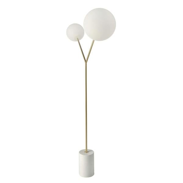 Angel Cerdá Floor Lamp in White Marble, Golden Steel and White Glass 8048