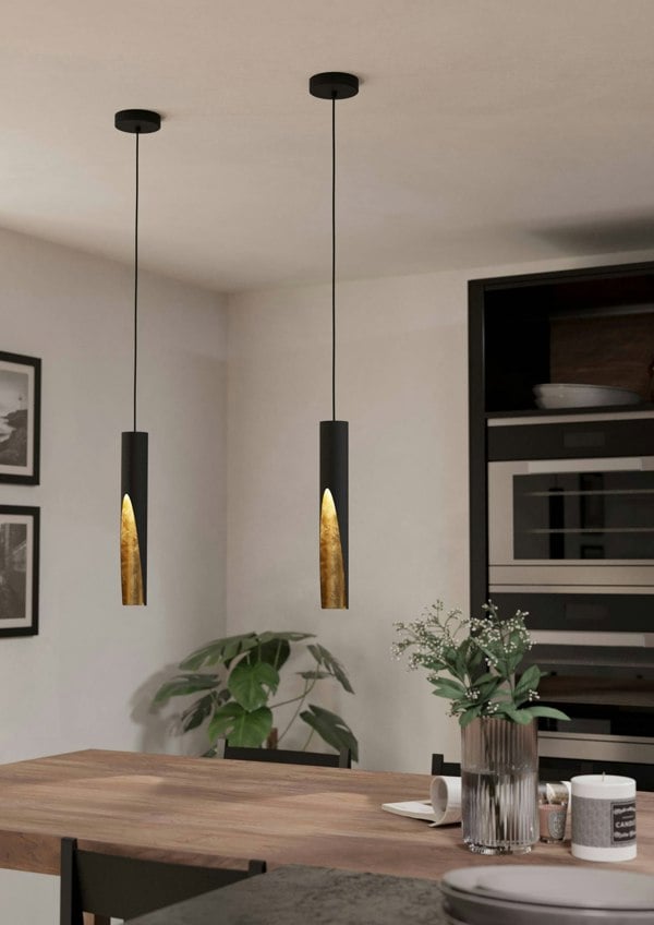 EGLO Barbotto Black And Gold Steel Modern Pendant Light