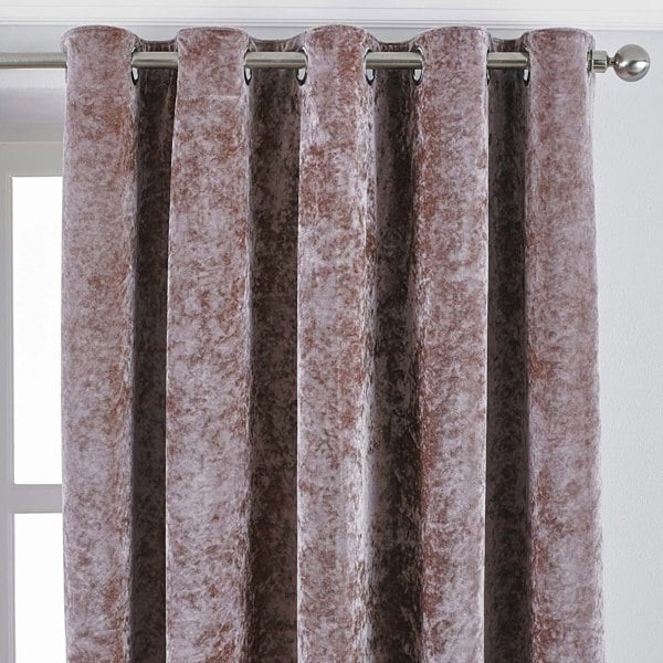 Paoletti Verona Crushed Velvet Eyelet Curtains - Blush