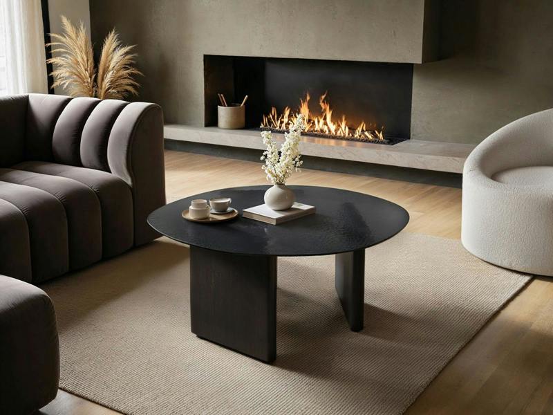 Emil Glass Round Coffee Table Black