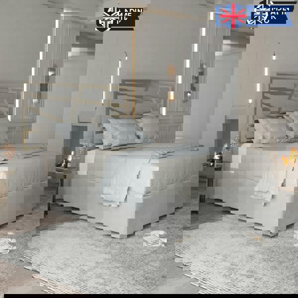 Casa Magna Arabella Upholstered Soft Velvet Metal Bed Frame - Grey