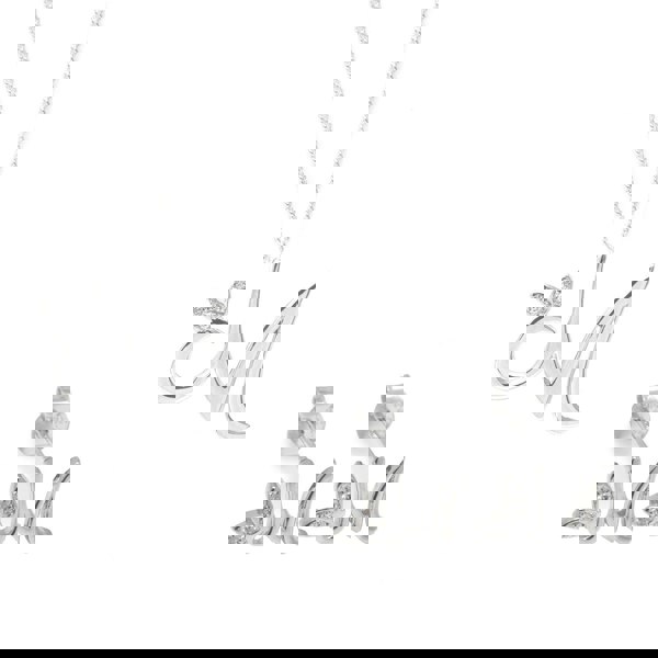 Say It With Winged Initial Earring Gift Set - Silver