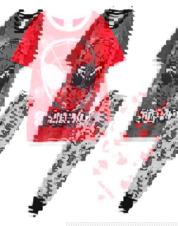 Marvel Boys Red Character Face Short Sleeve Long Leg Pyjama Set