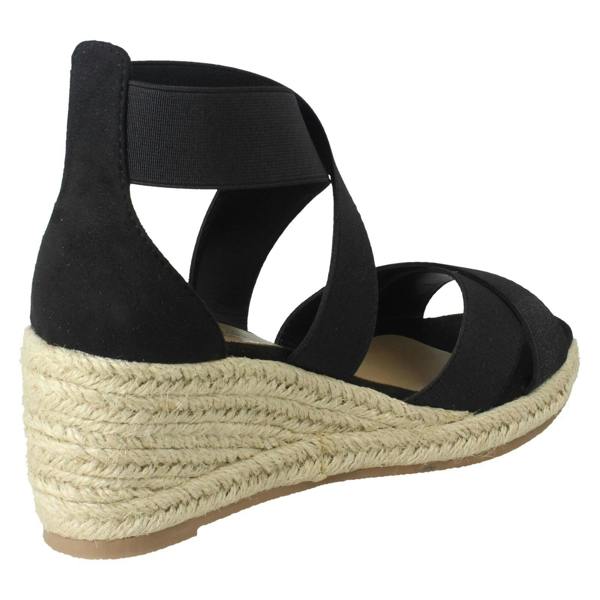 Savannah Ladies Savannah Elasticated Strap Wide Fit Wedge Heel Sandals F2308