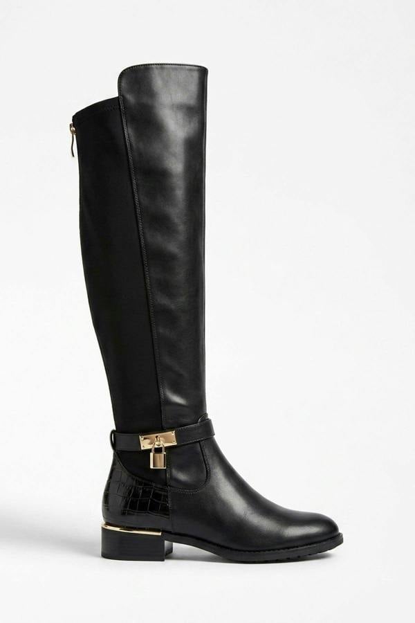 Octavia Over The Knee Boots - Black Pu