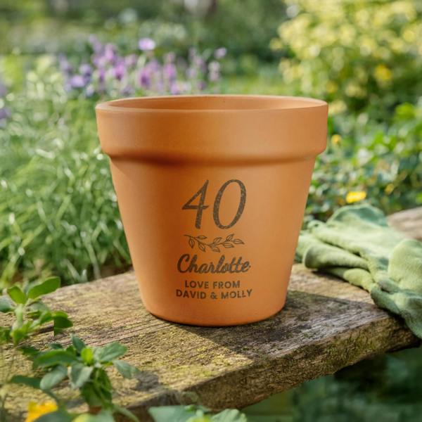 Abode Home & Gifts Personalised Big Age Terracotta Plant Pot