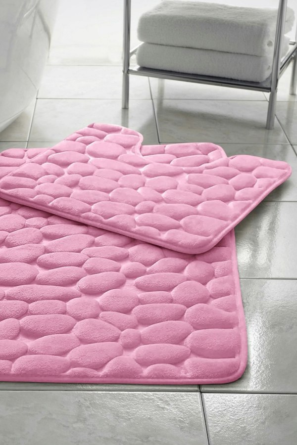 HomeSpace Direct Memory Foam Pebbles Bath Mat Set 2 Piece