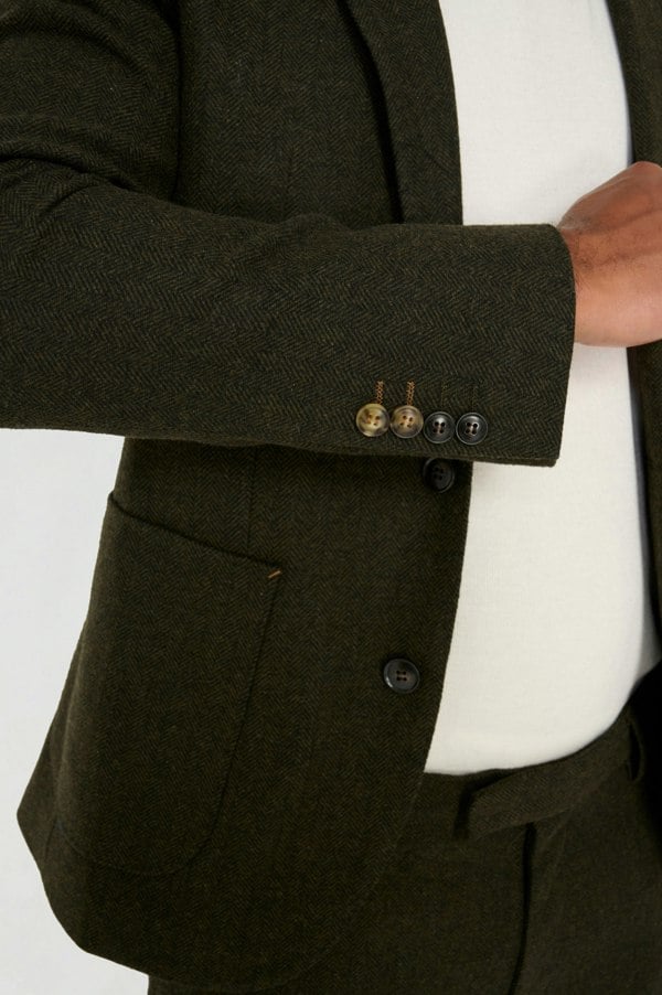 Harry Brown London Henry Tweed Blazer in Olive