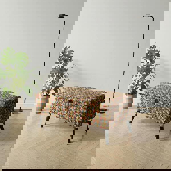 Multi-purpose ottoman storage bench in JF Geo Big patterned fabric design