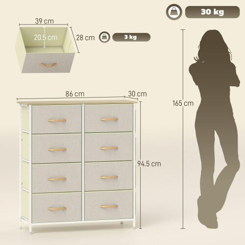 Wyld Haus Docone Livi Fabric And Metal Beige 8 Drawer Storage Chest