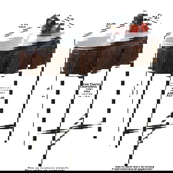 IH Design Miel Mango Wood Console Table With Marble Top And Metal Legs