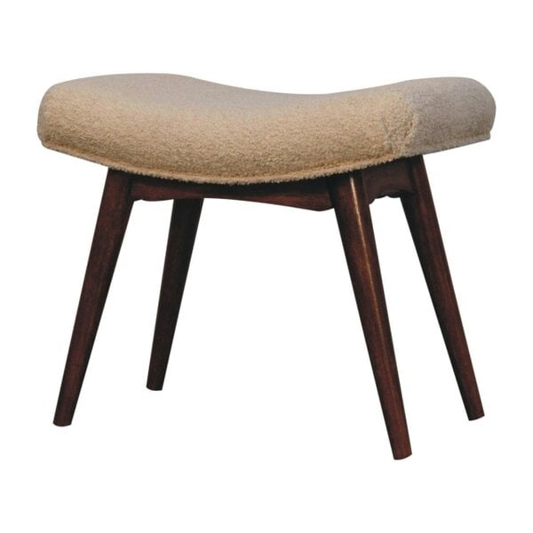 Wyld Haus Bolzano Caramel Boucle Cream Curved Bench