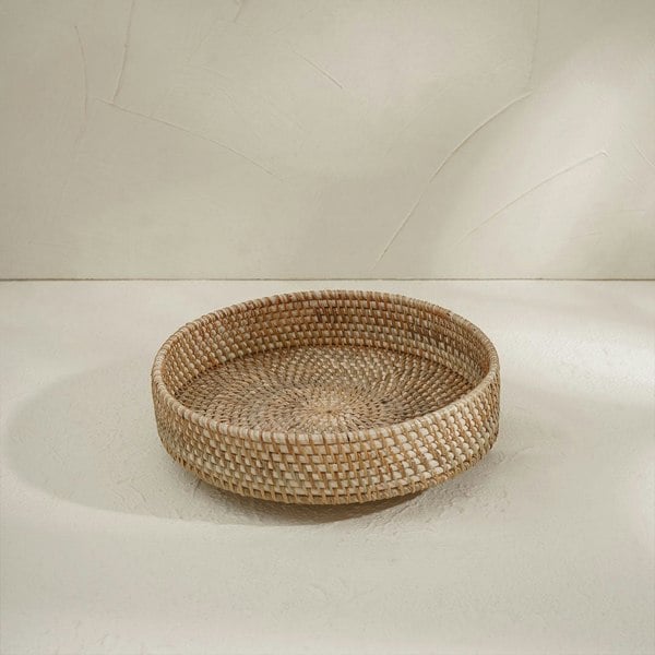 natural woven wicker tray