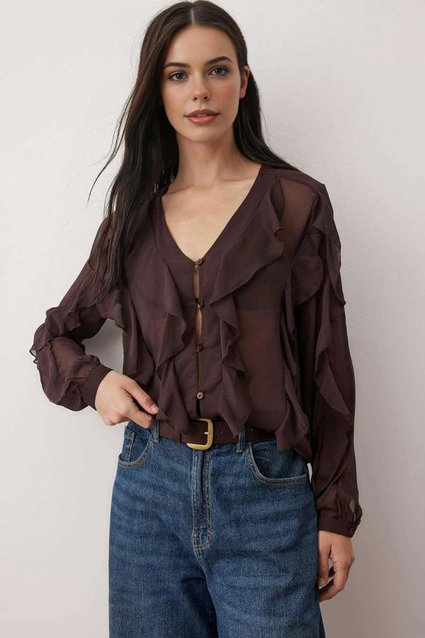 WOVCOR Ruffled Boho Shirt