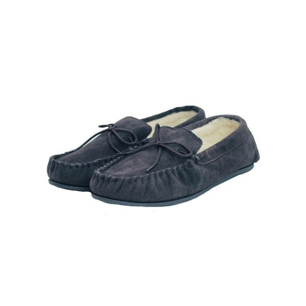 Eastern Counties Leather Unisex Wool-blend Hard Sole Moccasins - Navy