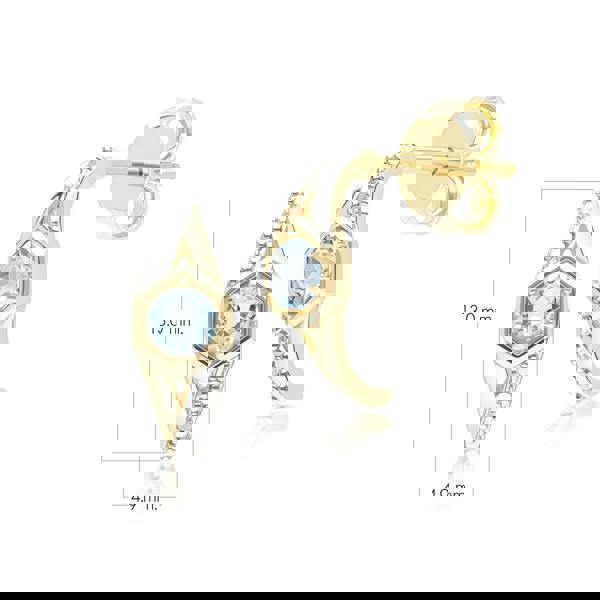 Gemondo Geometric Hexagon with Prong set Round Topaz and Diamond Half Hoop Earrings in 9ct Yellow Gold