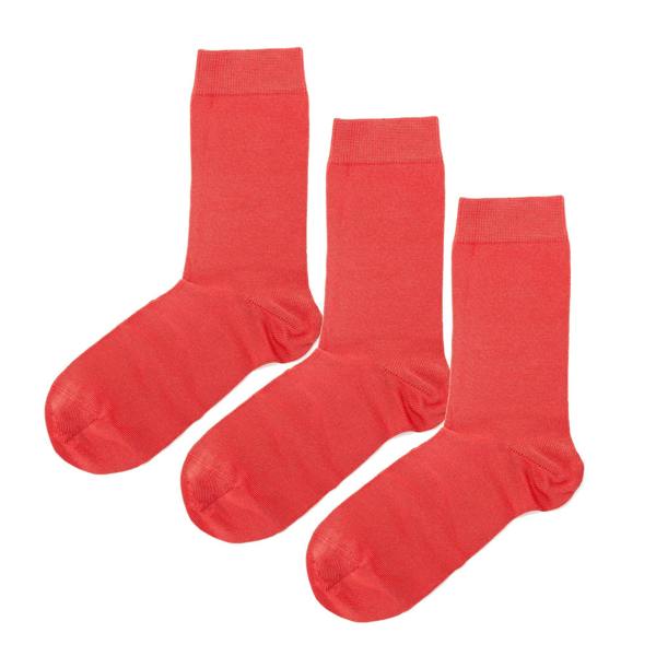 Jemsox Luxury Socks Multipack 3 Pairs / 5-Pairs Coral Red Plain Colour Men's Crew Socks Size 7-12