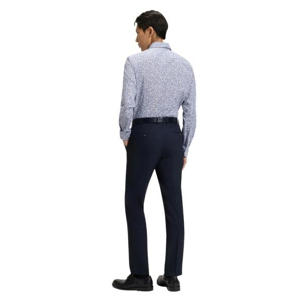 Boss Mens Floral Slim Long-Sleeved Shirt - Pastel Blue - 
