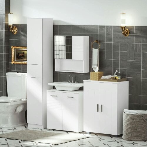 Wyld Haus Ridila Tall Storage Cabinet With Adjustable Shelves For Bathroom Or Hallway Use White