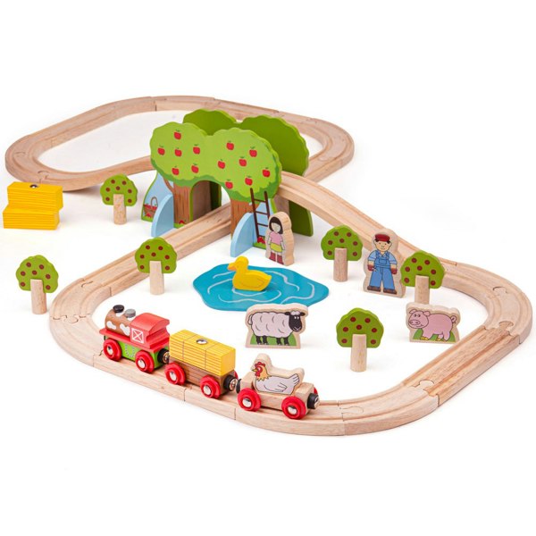 Bigjigs Rail Wooden Farm Train Set - 44 Pieces