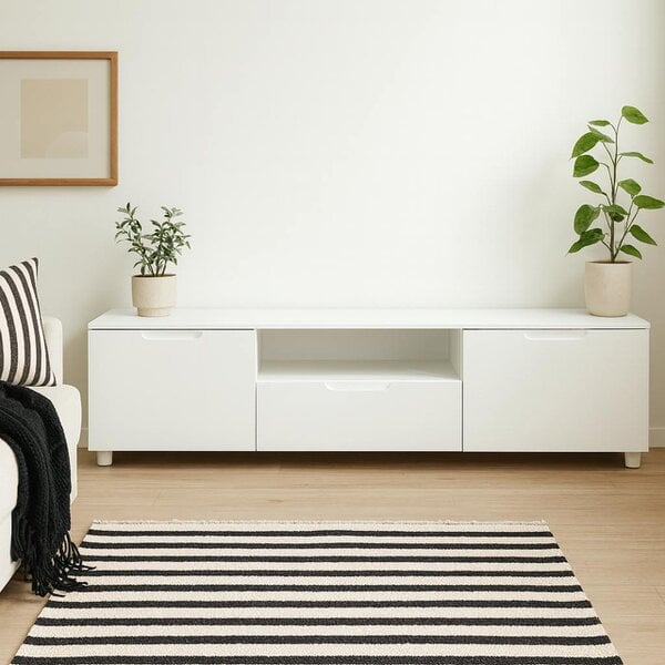 Wyld Haus Leipzig White Gloss TV Unit 2 Doors 1 Drawer