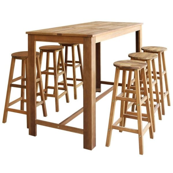 Berkfield Bar Table and Stool Set 7 Pieces Solid Acacia Wood