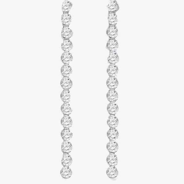 T. H. Baker Sterling Silver Rhodium Plated White Cubic Zirconia Drop Earrings 8.58.8599
