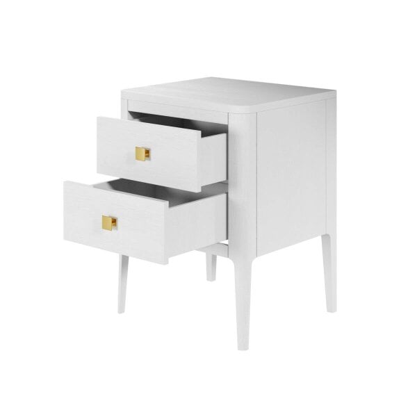 Wyld Haus Paraty White Wood Grain Two Drawer Bedside Table
